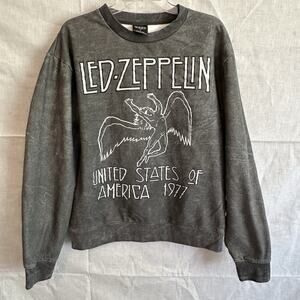 Led Zeppelin Sweatshirt Mens Large Gray 1977 US Tour Apollo Icarus Graphic Retro